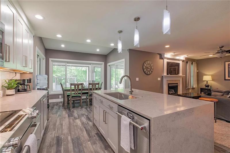 Open-plan whole-home remodel with custom kitchen and living space on Wisteria Drive, Illinois